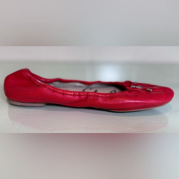 Sam Edelman Women's Felicia Flat Size 7.5 Red Leather Ballet Shoe Bow Charm - Picture 10 of 10